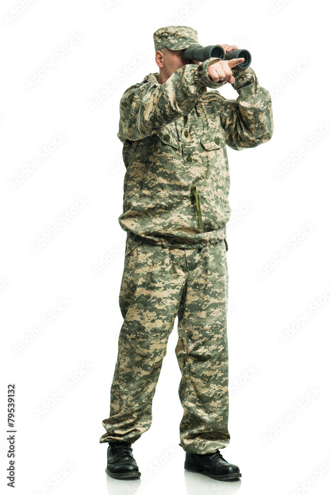 Fototapeta premium Soldier with binoculars
