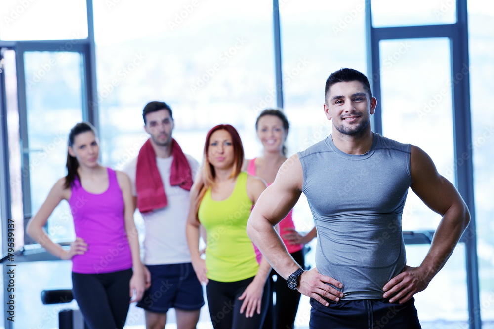 Group of people exercising at the gym