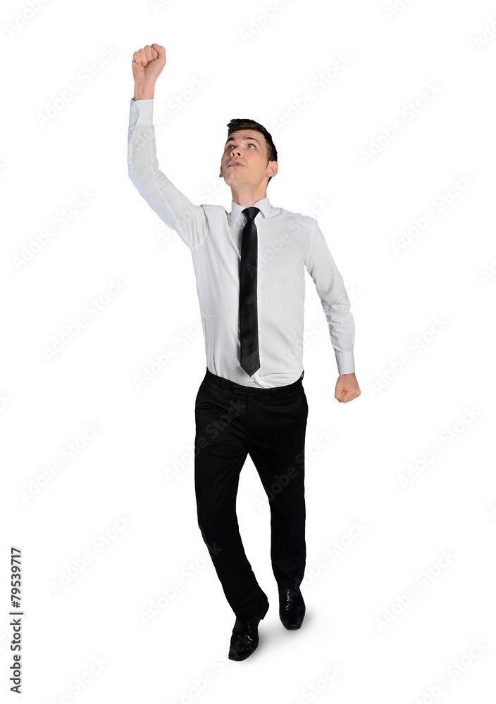Business man winner hand up Business man winner hand up