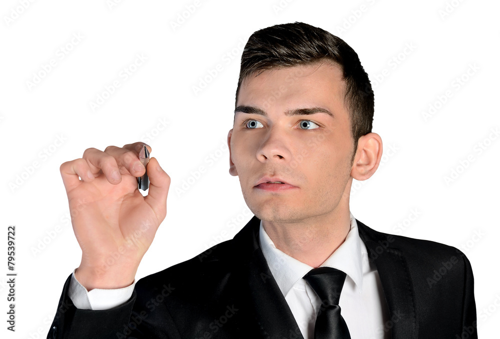 Business man write something Business man write something