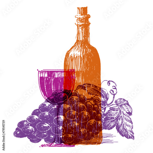 retro wine vector logo design template. grape or glass icon.