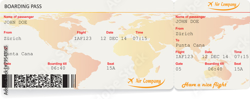 Vector image of airline boarding pass ticket