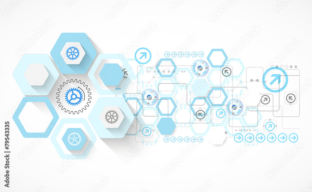 Abstract blue hexagon futuristic background for design works