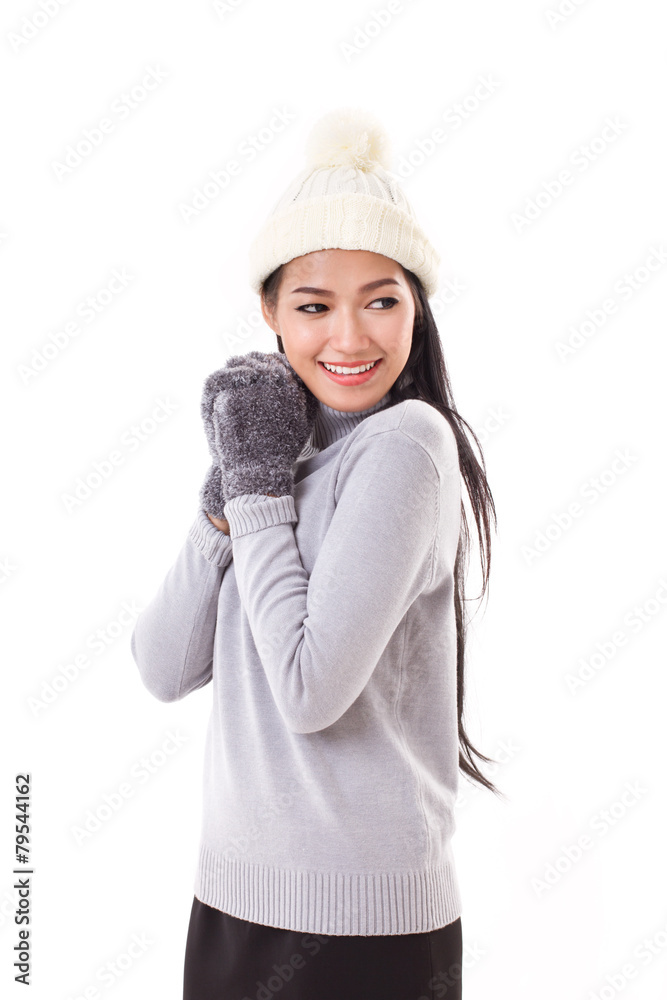 happy woman in fall or winter style happy woman in fall or winter style