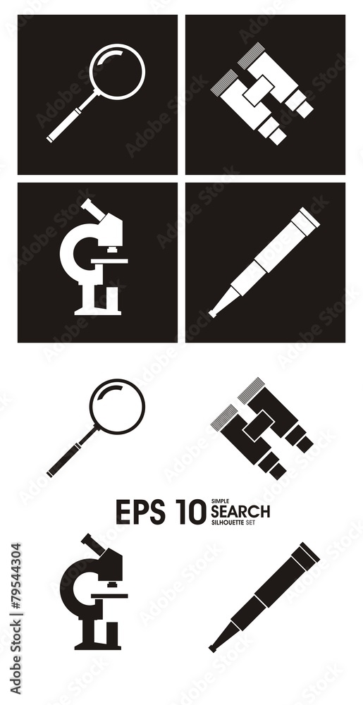 Fototapeta premium search silhouette icon set