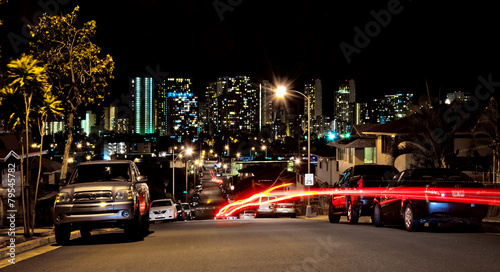night view of Honolulu skyline © eddygaleotti