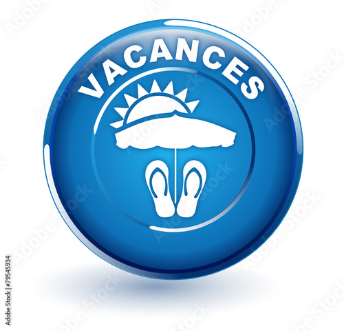 vacances sur bouton bleu