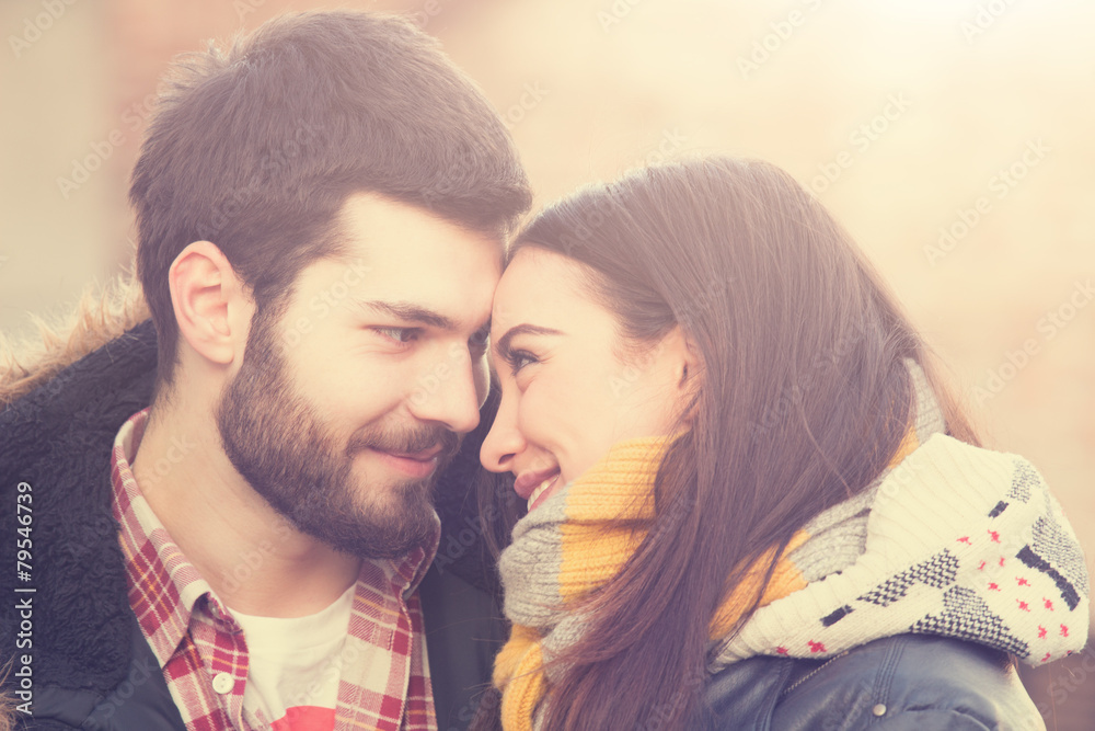 Loving couple outdoors. Loving couple outdoors.