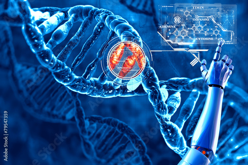 Digital illustration of DNA and its chemical formula