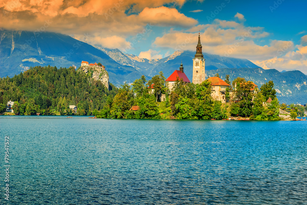 Stunning panorama with Lake Bled,Slovenia,Europe