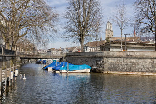 Zurich, the Limmat river