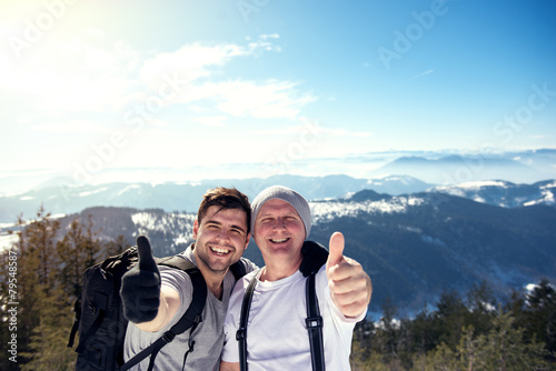Hikers with thumb up
