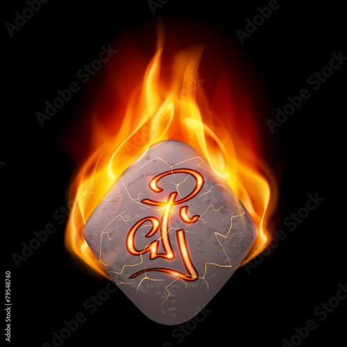 Burning stone with magic rune