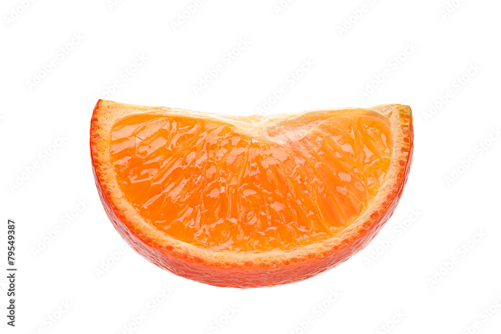 Tangerine citrus slice on white Tangerine citrus slice on white