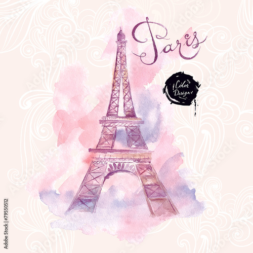Carta da parati Parigi - Carta da parati Paris. Vector watercolor illustration