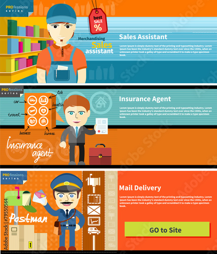 Sales assistant, insurance agent and postman
