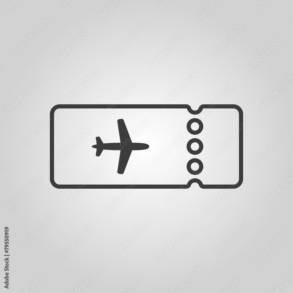 The blank ticket plane icon. Travel symbol. Flat