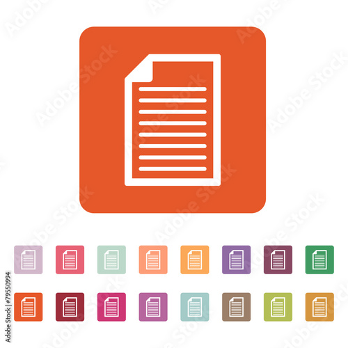 The document icon. Notes symbol. Flat