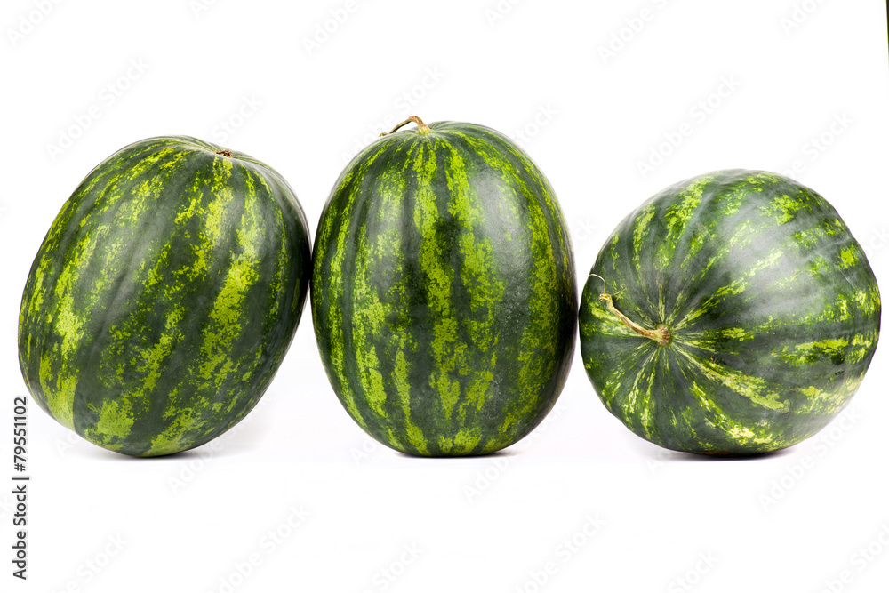 Watermelons. Group of sweet watermelon isolated on white. Watermelons. Group of sweet watermelon isolated on white.