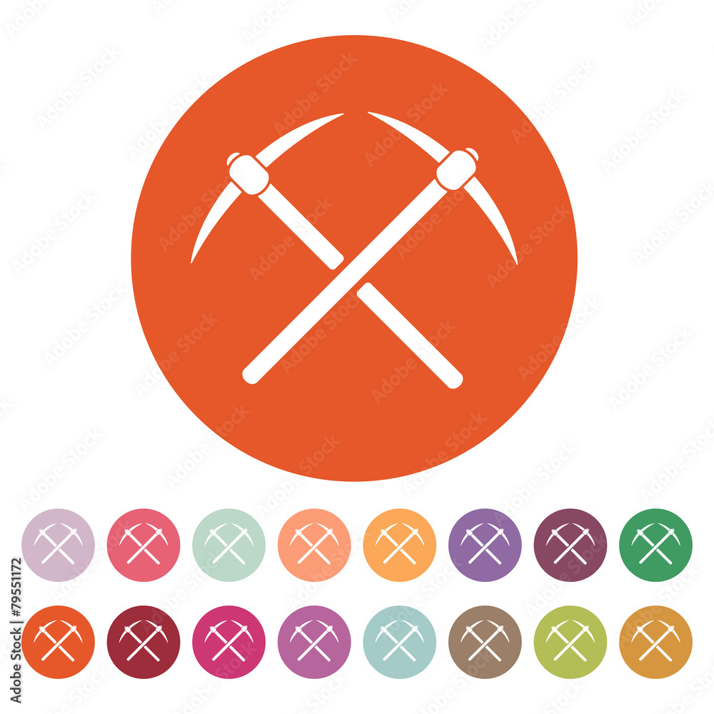 The pick icon. Pickax symbol. Flat The pick icon. Pickax symbol. Flat