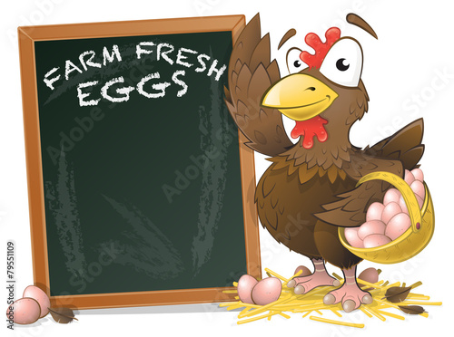 Cute Chicken with Sign Board.