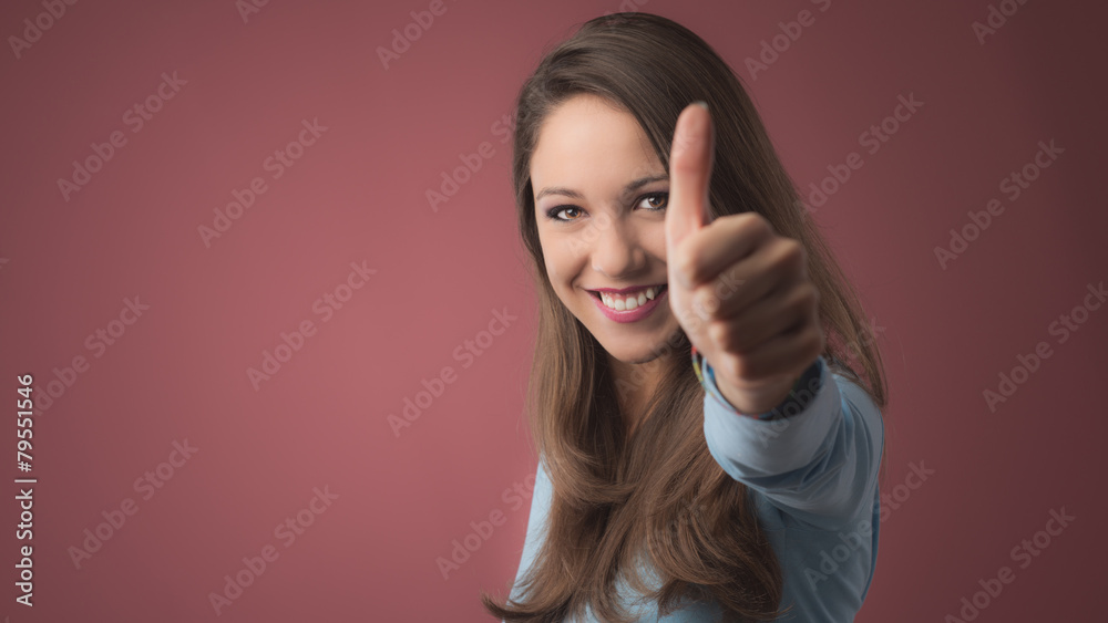 Happy woman thumbs up Happy woman thumbs up