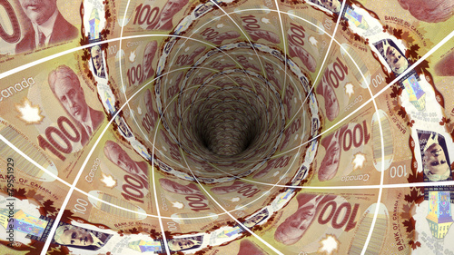 Background from  canadian dollar banknotes in perspective view