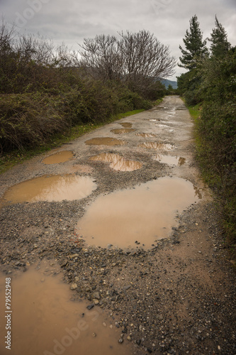 Spring roads after heavy rain at Evbia, Greece photo