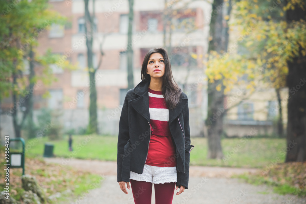 young beautiful indian woman at the park young beautiful indian woman at the park
