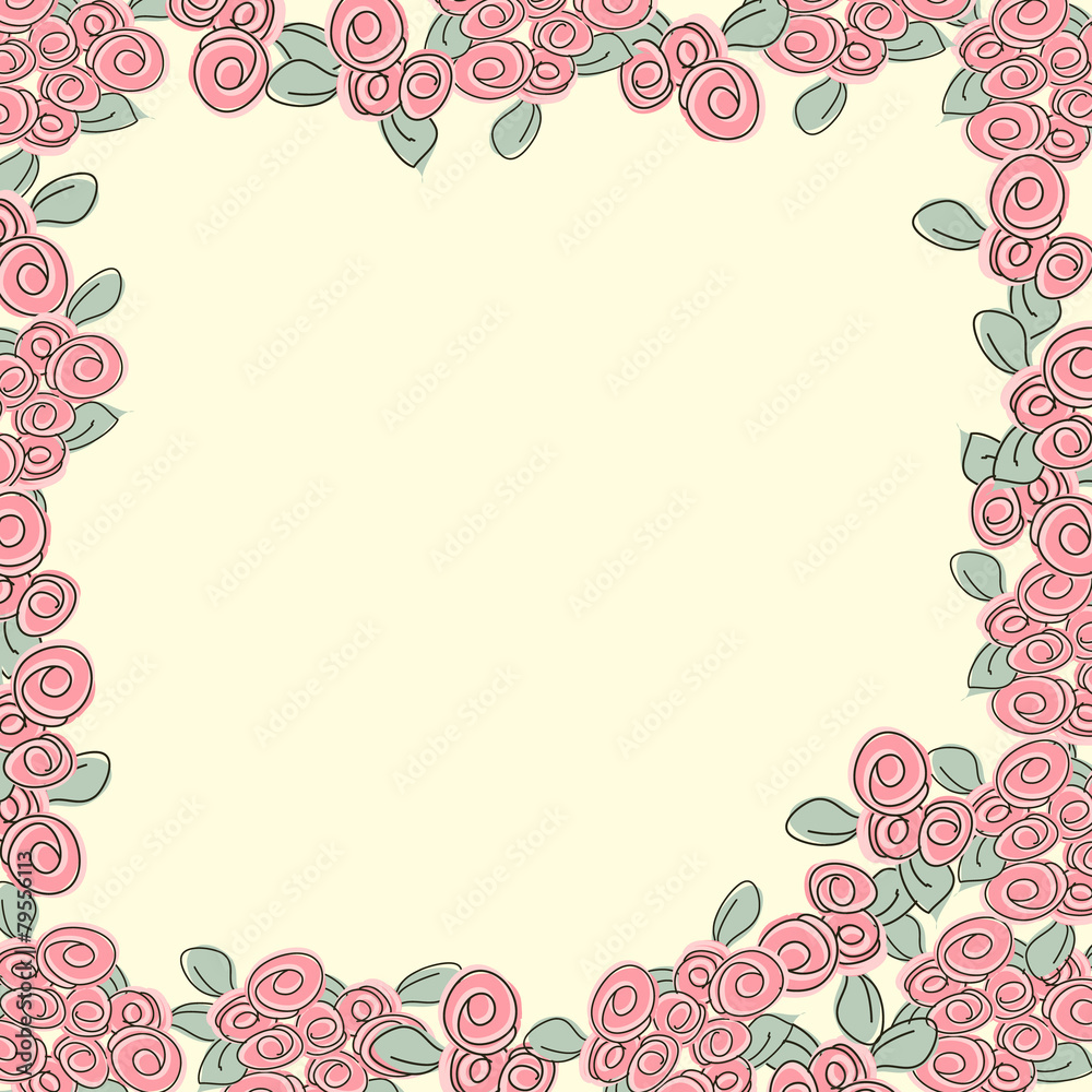 Frame from pink roses Frame from pink roses