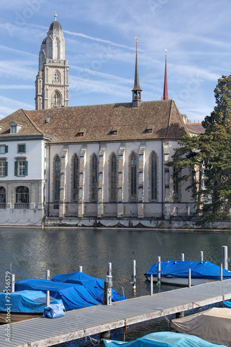 Zurich, the Limmat river and the Water Church photo