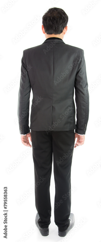 Businessman standing with back isolate Businessman standing with back isolate
