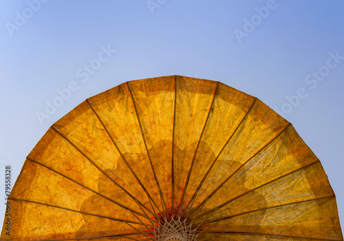 The umbrella with blue sky background