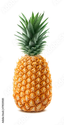 Whole pineapple isolated on white background