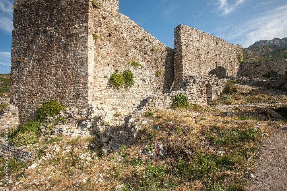 The high fortress walls, Stari Bar, Montenegro.