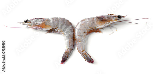 Close up banana prawn or shrimp isolated on white