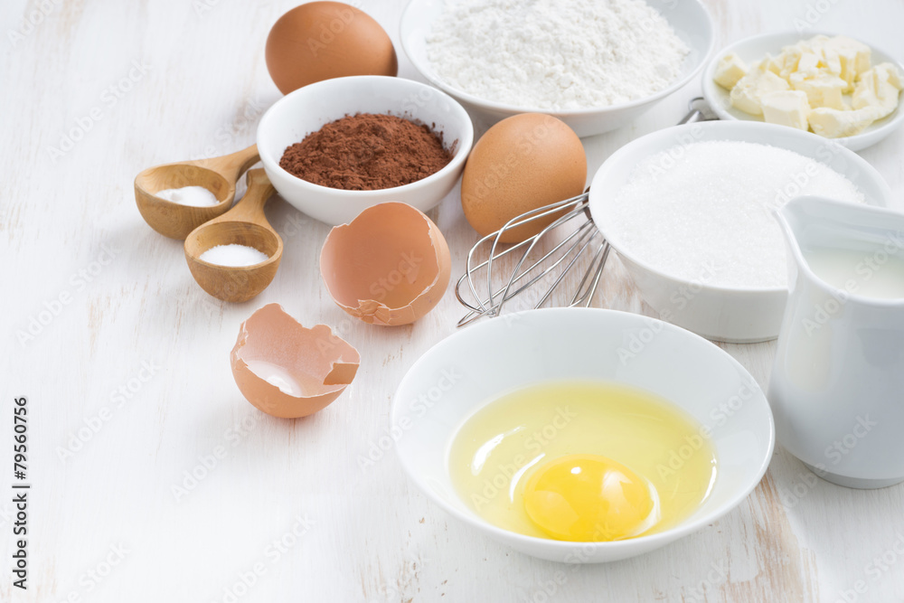 ingredients for baking on a white table ingredients for baking on a white table