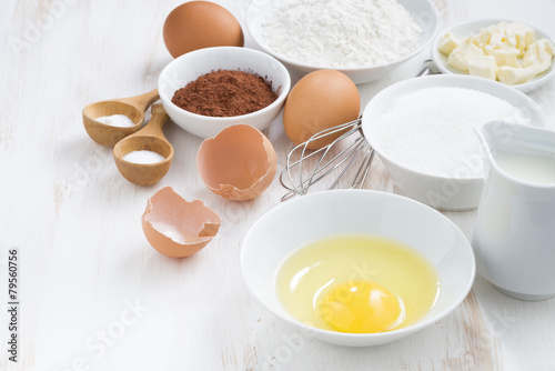 ingredients for baking on a white table