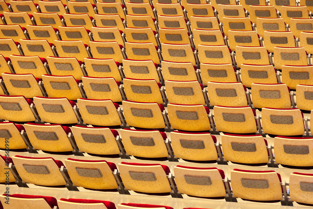 Fototapeta premium Rows of many seats in a stadium.