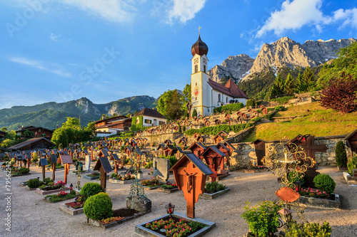 Grainau village and Zugspitze top of Germany photo