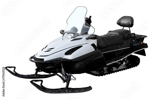 Modern white snowmobile photo