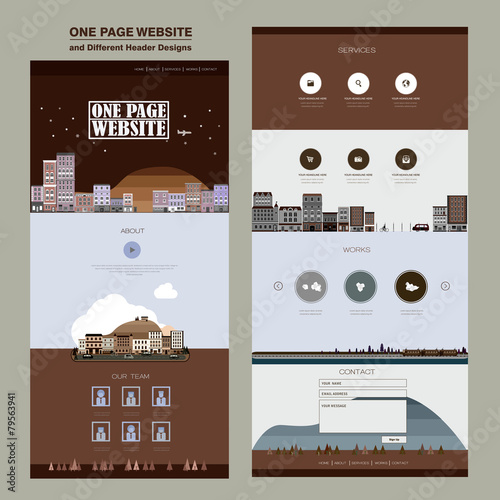 graceful city scene one page website design template