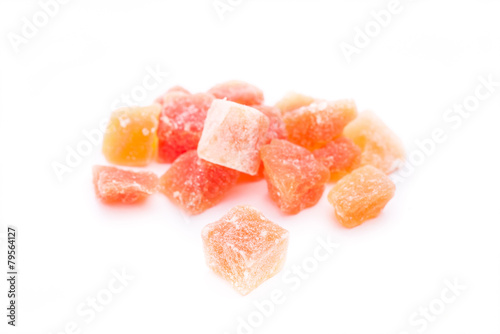 dried papaya  fruit on a white background