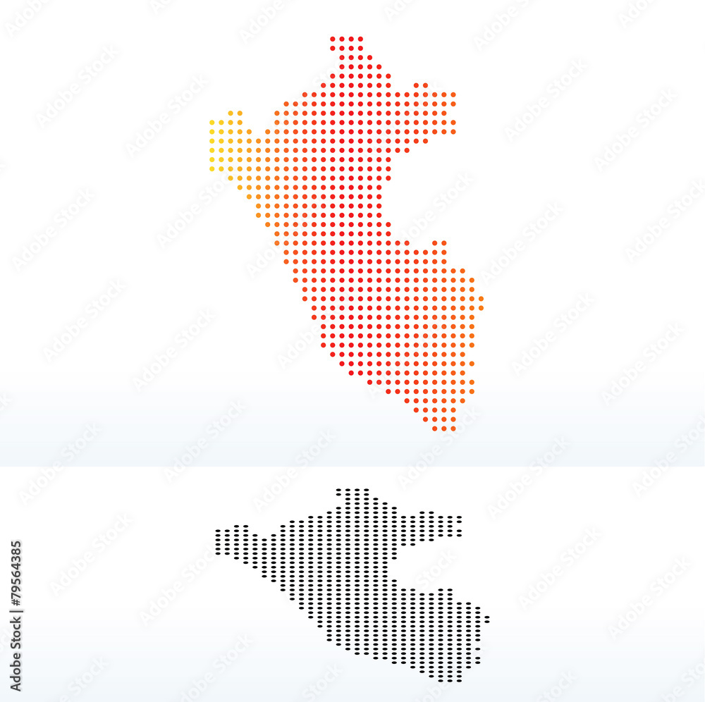 Map of Republic  Peru with Dot Pattern