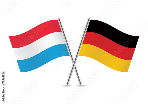 German and Luxembourg flags. Vector illustration.