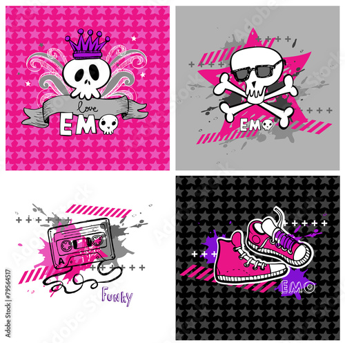 Emo vector banners, suitable for t-shirt print