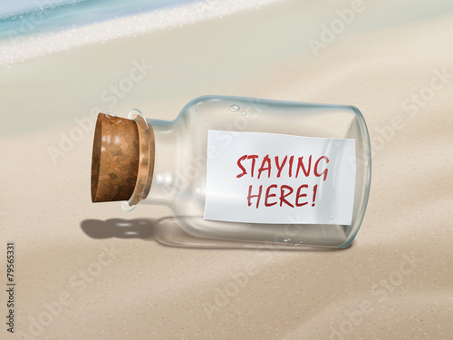 staying here message in a bottle