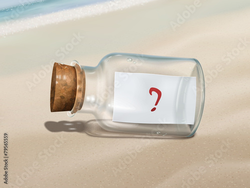 question mark message in a bottle