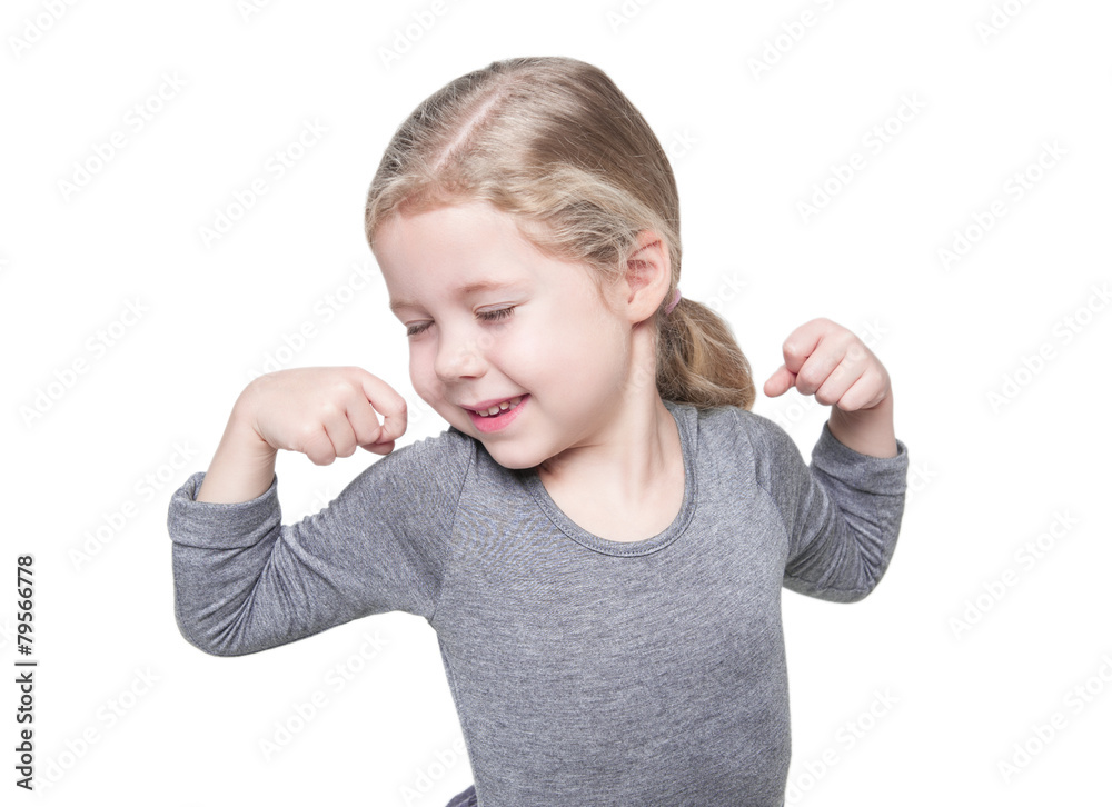 Beautiful little girl stretching her arms to wake up isolated Beautiful little girl stretching her arms to wake up isolated