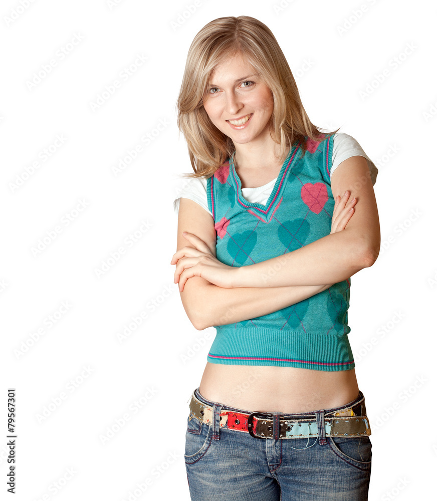 Fototapeta premium young woman with folded hands
